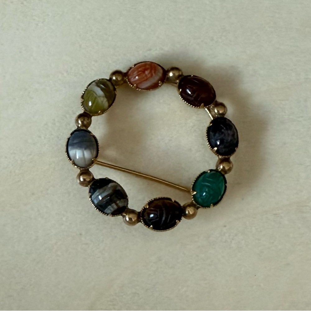 Multicolor Stone Circle Scarub Pin - Women Jewelry
